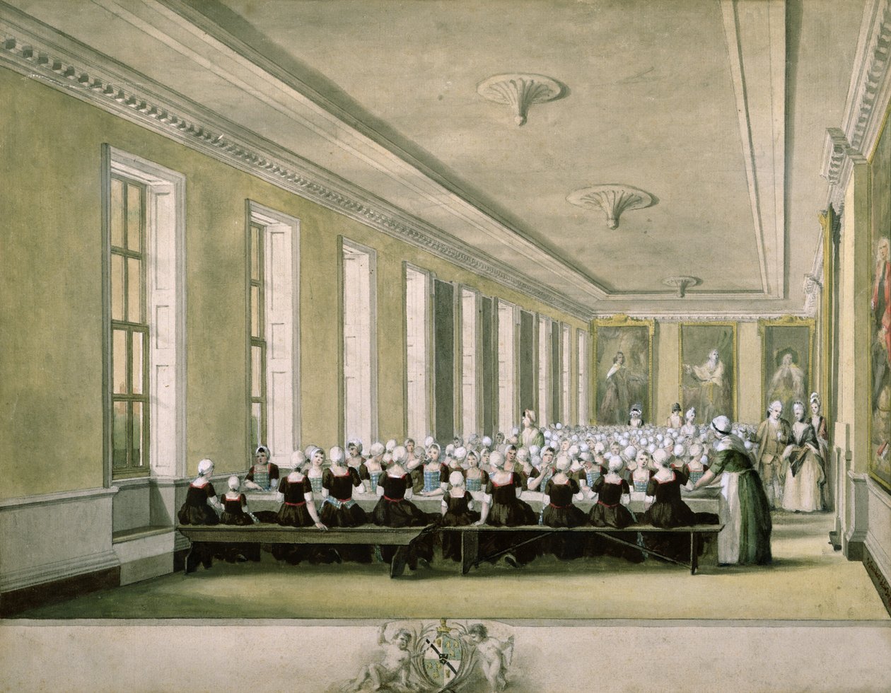 A sala de jantar das meninas do Foundling Hospital, 1773 de John Sanders