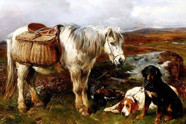 Pónei das Terras Altas com Cães de John Sargent Noble
