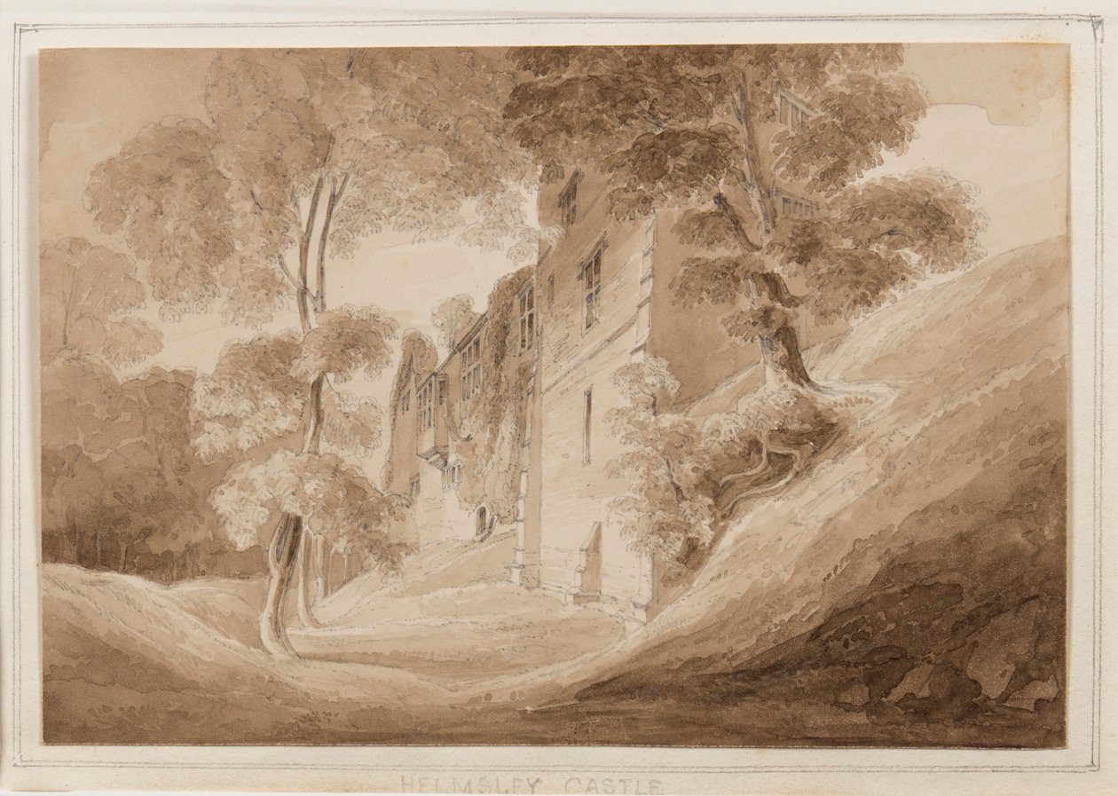 Helmsley Castle, Yorkshire, 25-27 de outubro de 1824 (lápis, pincel e tinta sépia sobre papel) de John Scarlett Davis