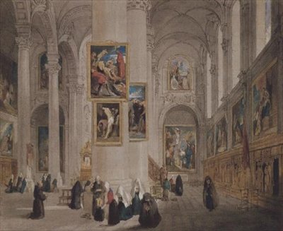 Interior de uma igreja em St. Rombaut Malines de John Scarlett Davis