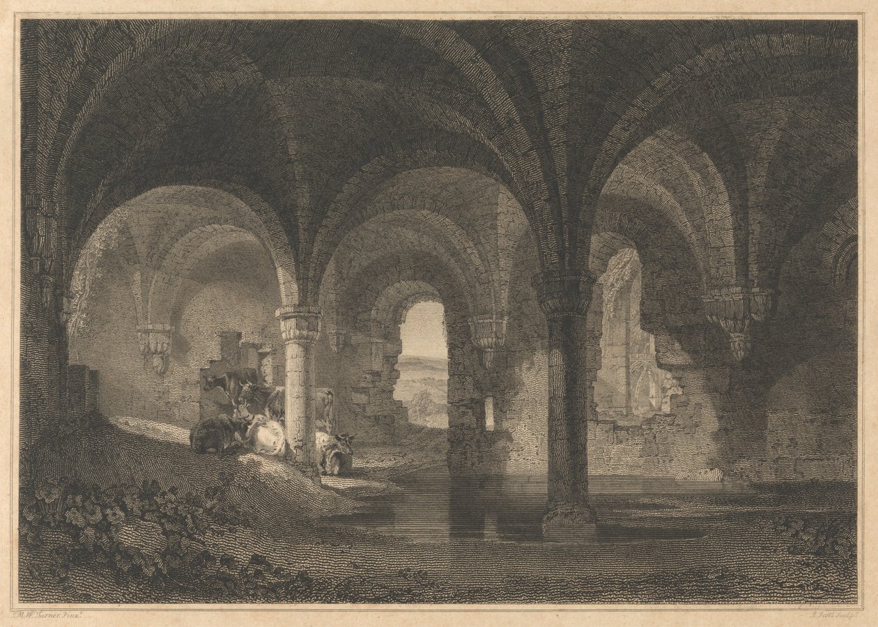 Cripta em Kirkstall Abbey, Yorkshire de John Scott