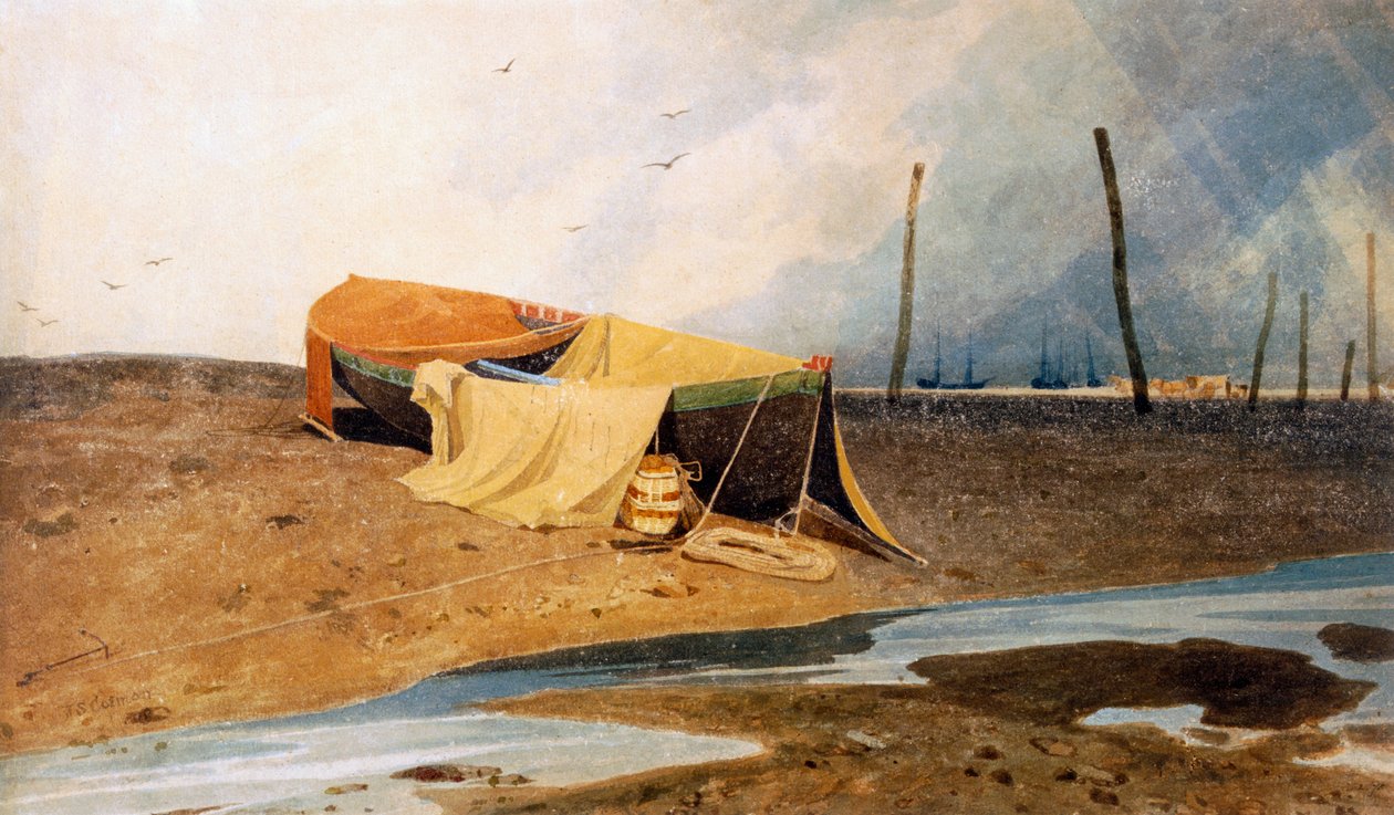 Um barco na praia de John Sell Cotman