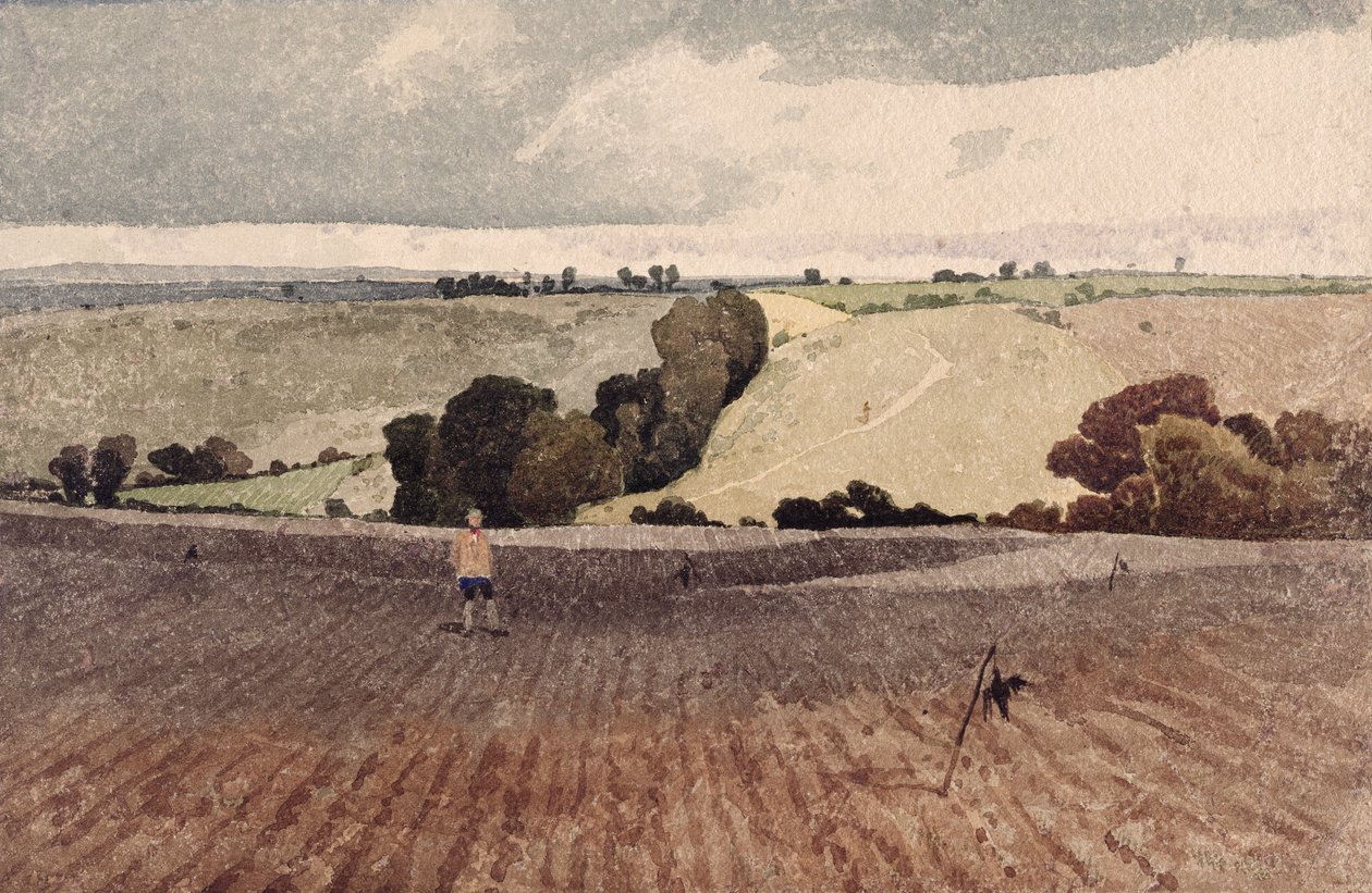 Um campo arado, c.1808 (lápis e aquarela sobre papel) de John Sell Cotman