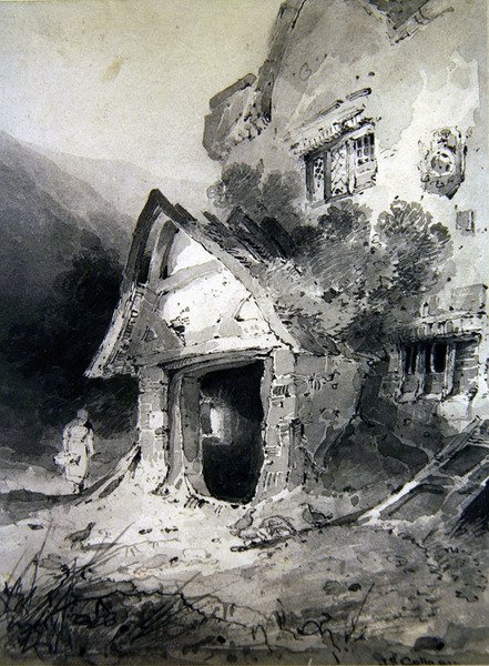 Um alpendre em ruínas (aguarela sobre papel) de John Sell Cotman
