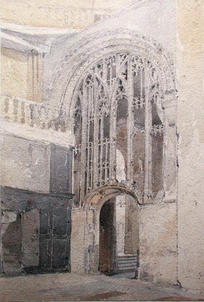 Uma Tela, Catedral Norwich (lápis e aquarela sobre papel) de John Sell Cotman
