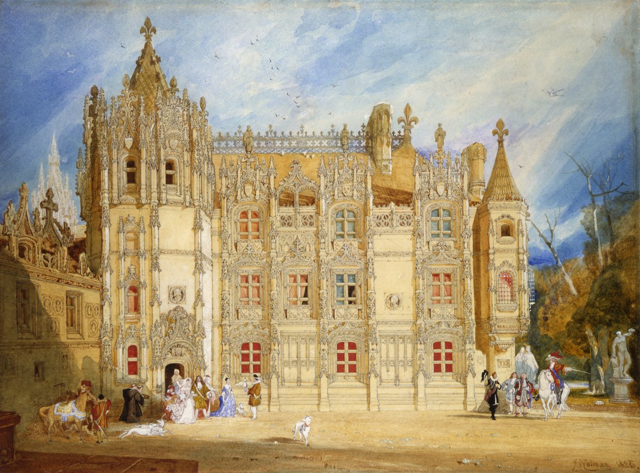 Casa Abbatial na Abadia de St. Ouen em Rouen, 1826 (wc no papel) de John Sell Cotman