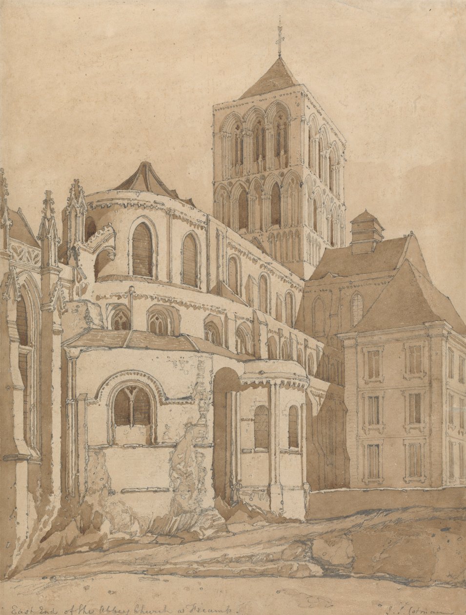 Igreja da Abadia em Fecamp, Normandia de John Sell Cotman