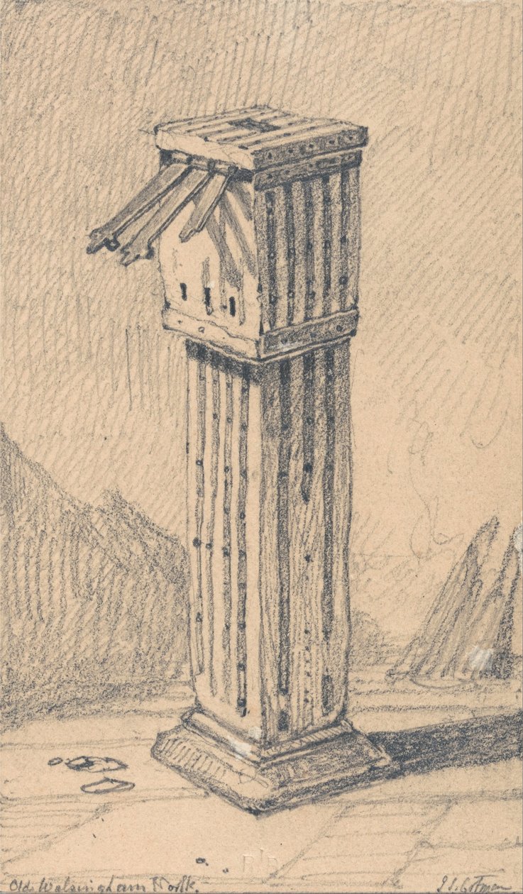 Uma antiga caixa de esmolas, Igreja de Walsingham, Norfolk de John Sell Cotman