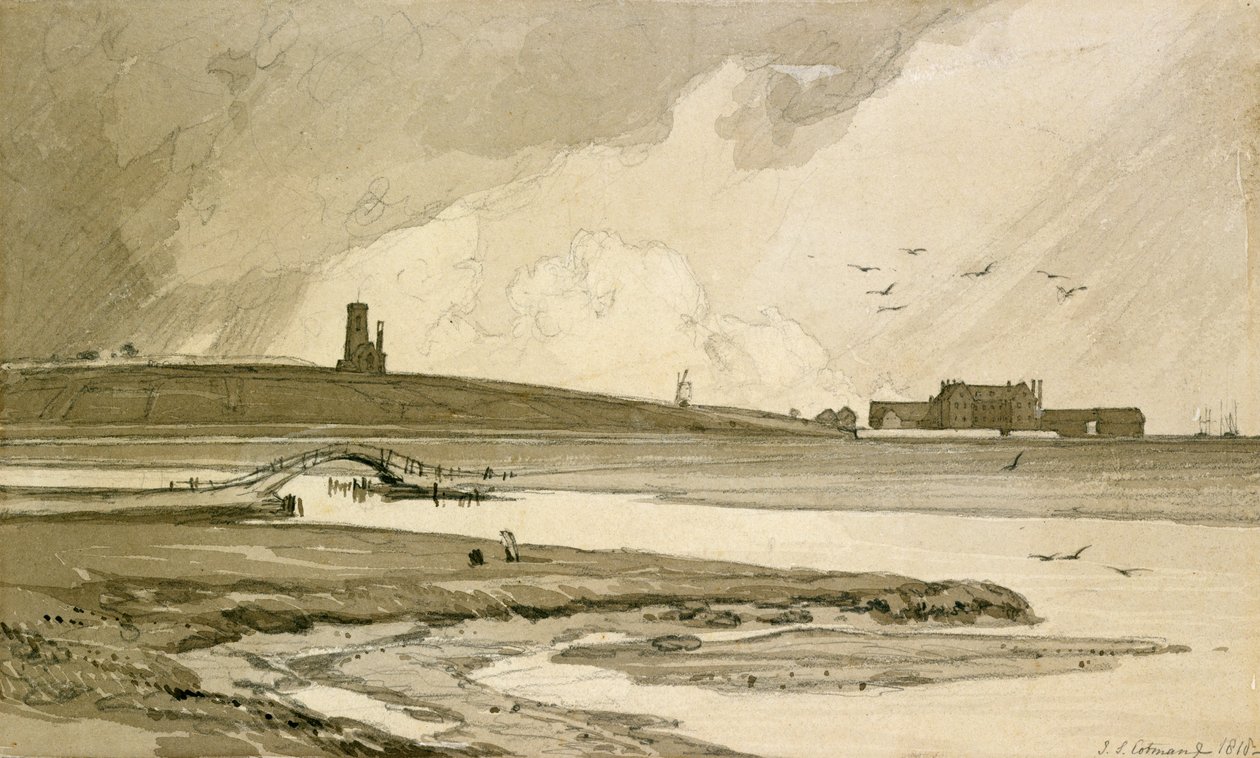Igreja de Blakeney e Wiveton Hall, 1818 de John Sell Cotman
