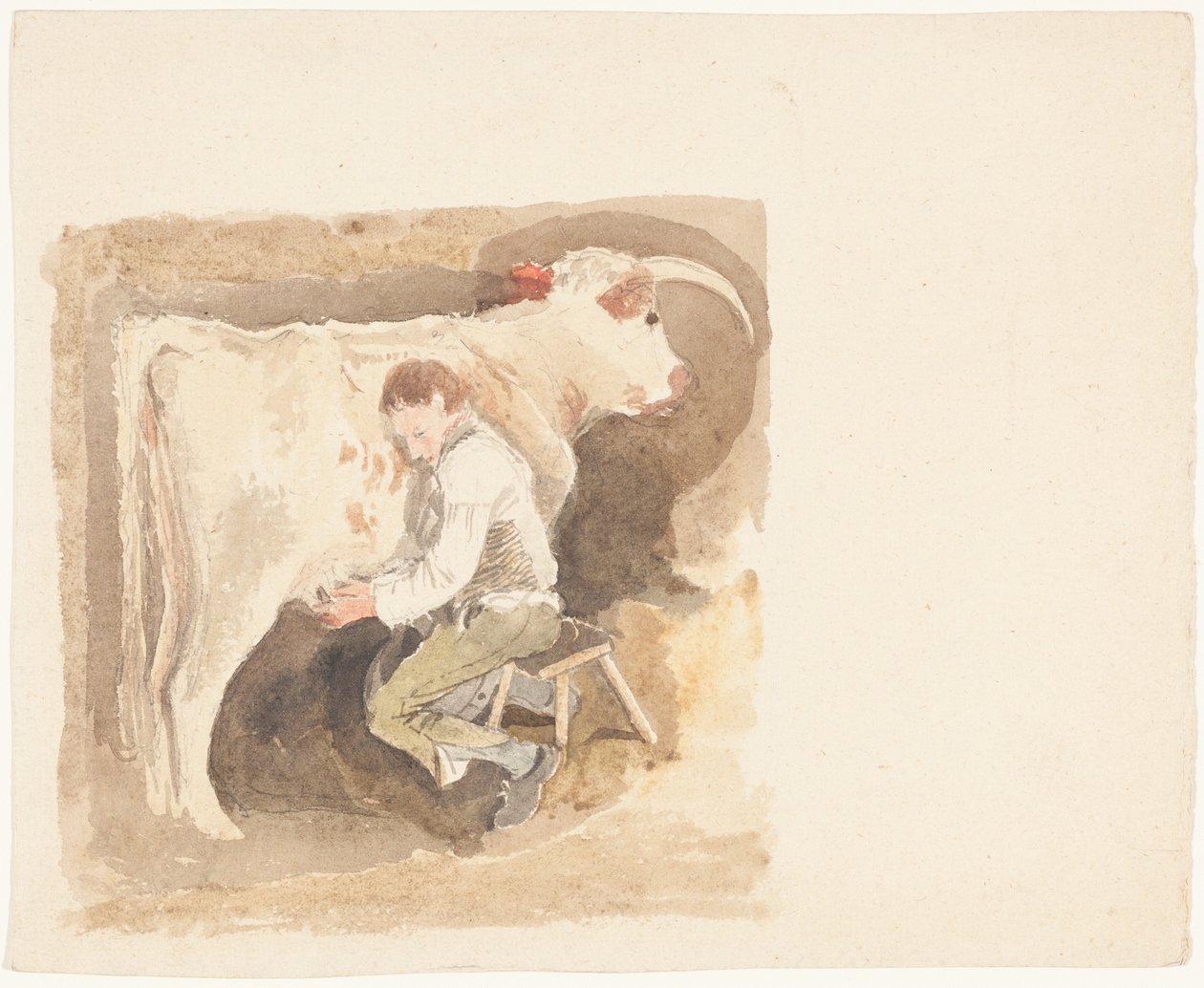 Rapariga a ordenhar uma vaca de John Sell Cotman