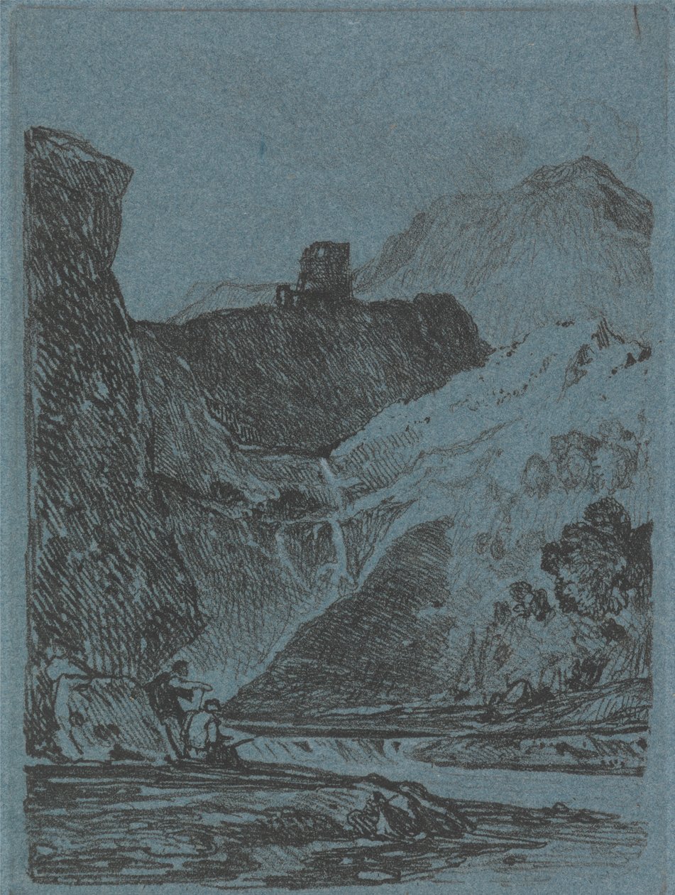 Castelo Acima de uma Catarata de John Sell Cotman