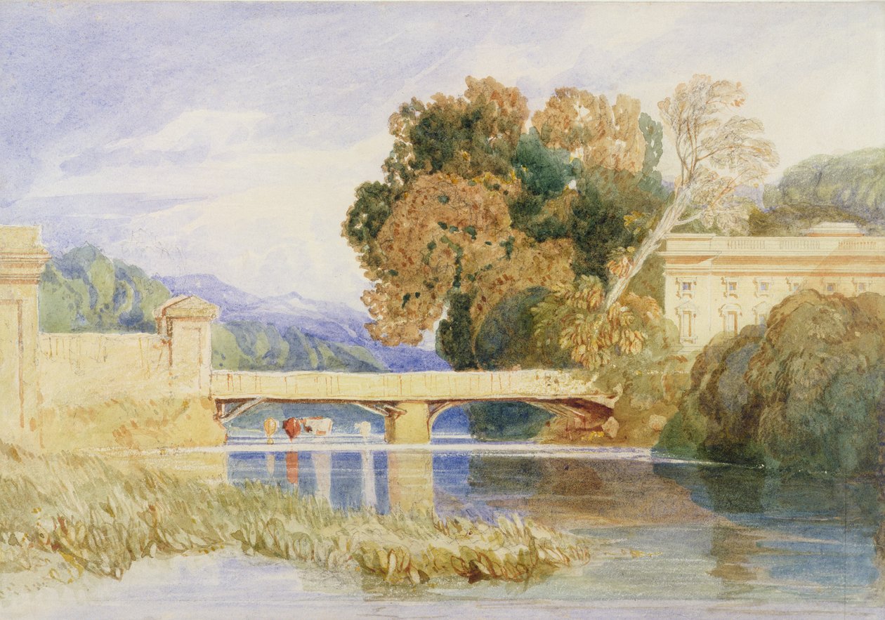 Chateau Navarre, perto de Evreux, Normandia (aquarela sobre grafite no papel) de John Sell Cotman