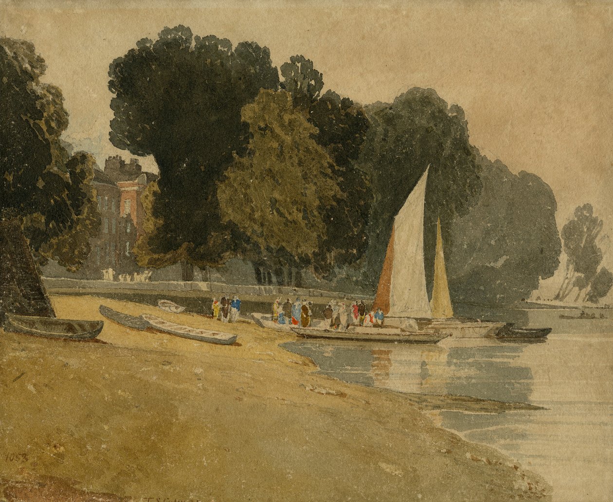 Cheyne Walk, Londres, c.1809-10 (wc no papel) de John Sell Cotman