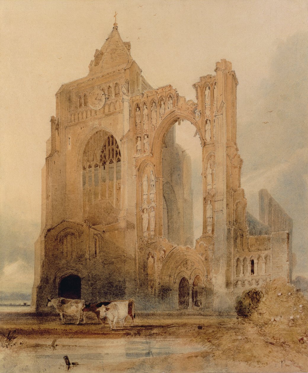Abadia de Croyland, Crowland (aguarela sobre papel) de John Sell Cotman