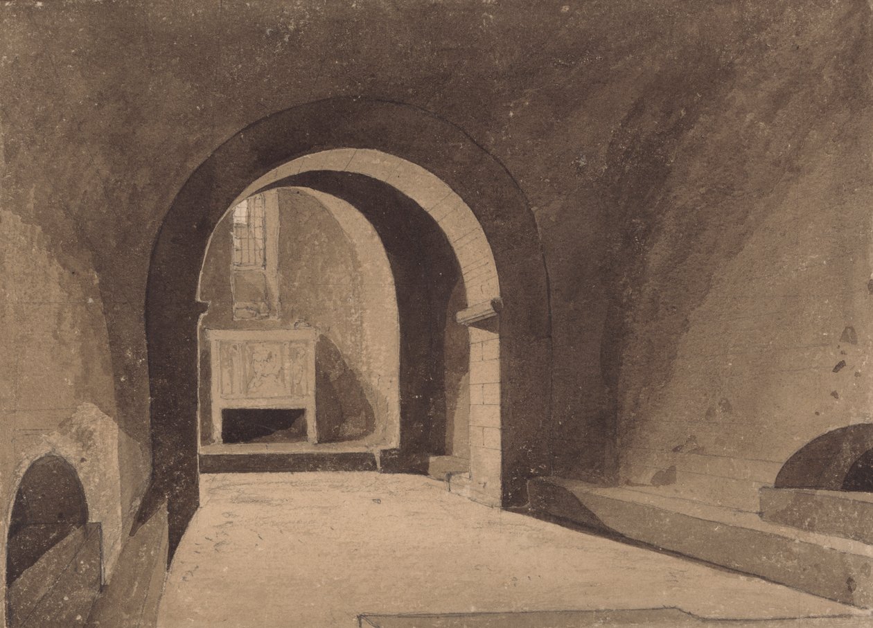 Cripta de Saint Gervaise, Rouen, Normandia de John Sell Cotman