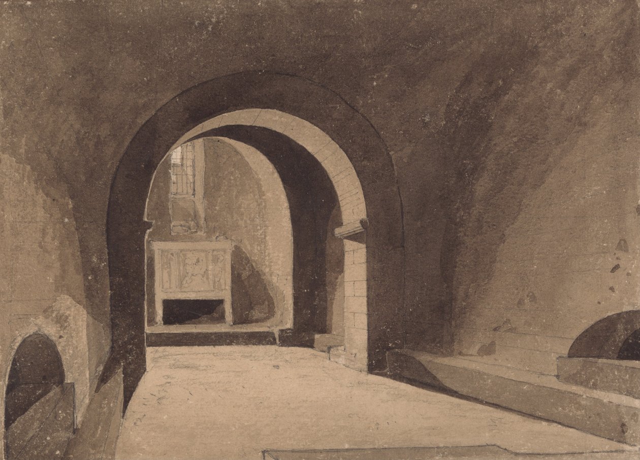 Cripta de Saint Gervaise, Rouen, Normandia de John Sell Cotman