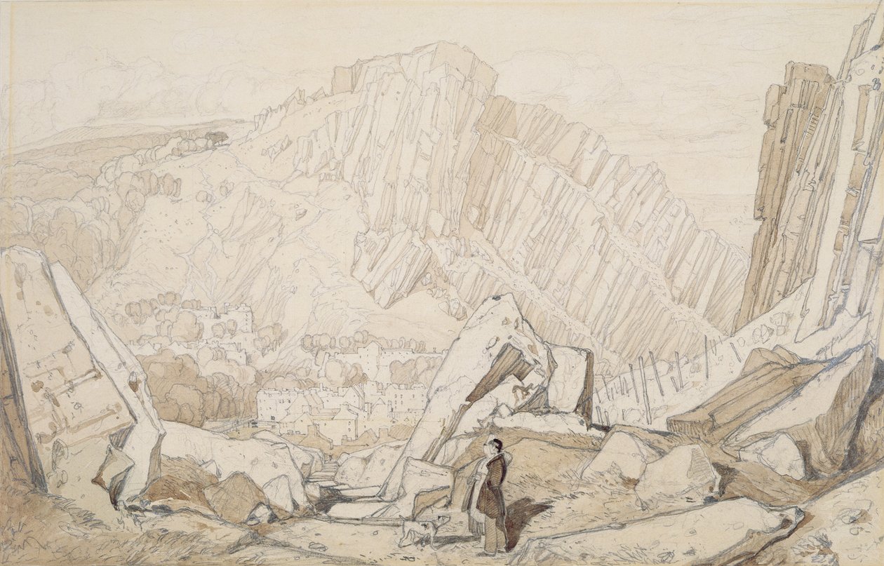 Domfront I, da série &39;Normandia&39; (lápis e lavagem sobre papel) de John Sell Cotman