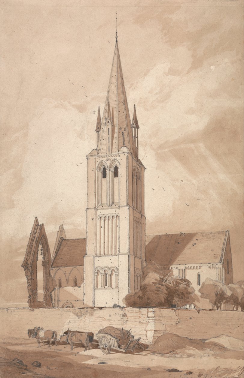 Igreja Douvres, Normandia de John Sell Cotman