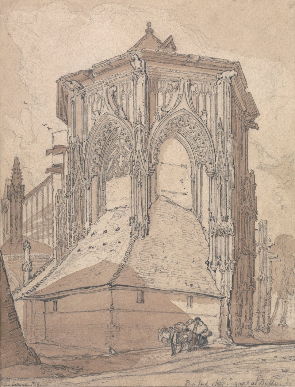 East End de Saint Jacques em Dieppe, Normandia de John Sell Cotman