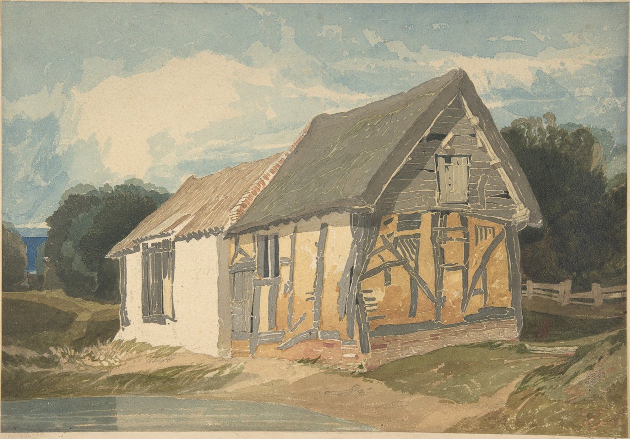 Edifício rural junto a um lago de John Sell Cotman