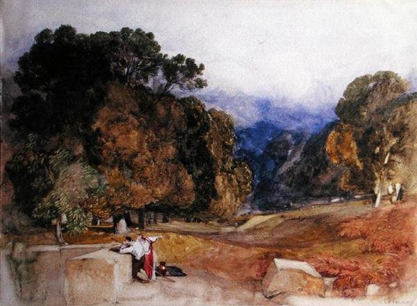 Números num Parque (lápis e aguarela sobre papel) de John Sell Cotman