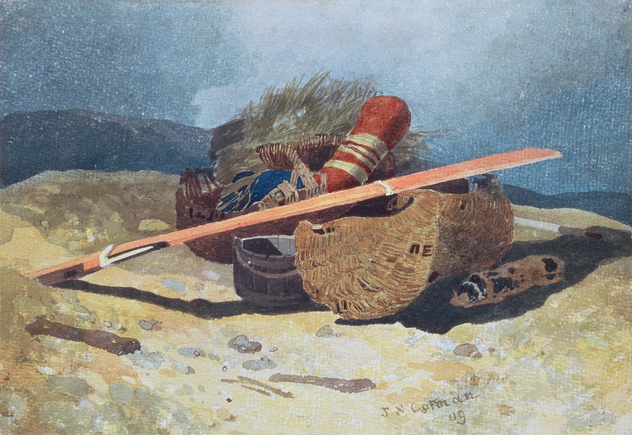 Peixe Swills e leme, 1809 (lápis, wc no papel) de John Sell Cotman