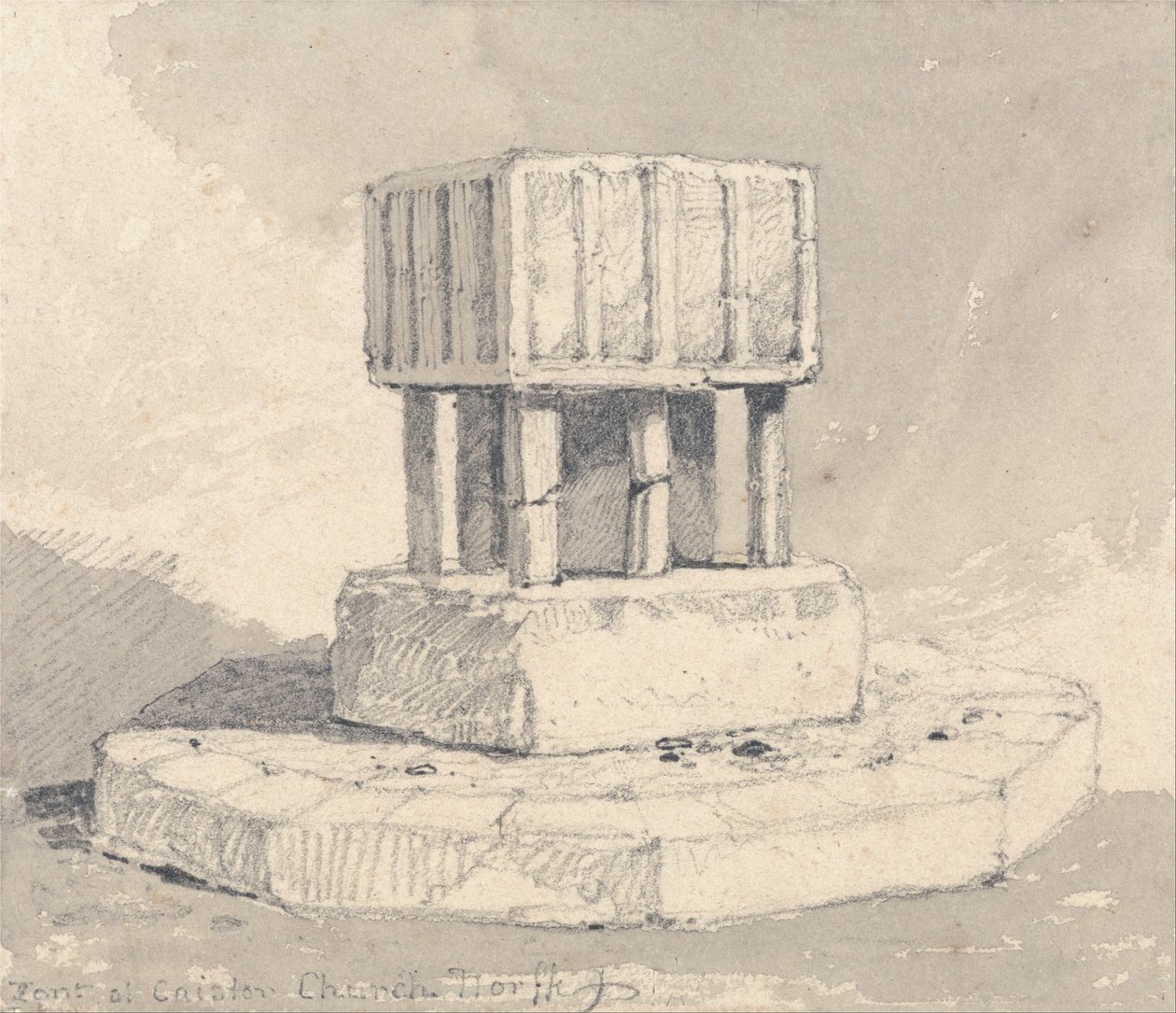 Fonte na Igreja de Caister, Norfolk de John Sell Cotman