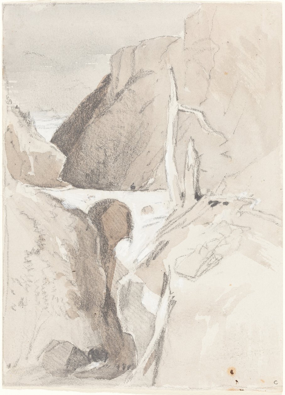 Desfiladeiro com tocos de árvores de John Sell Cotman
