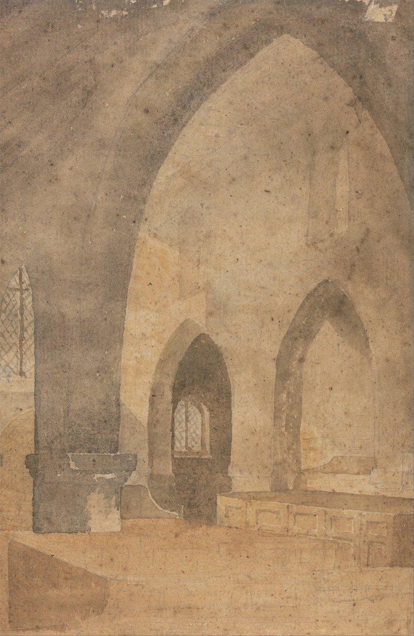 Interior de uma igreja, olhando para oeste a partir do corredor sul de John Sell Cotman