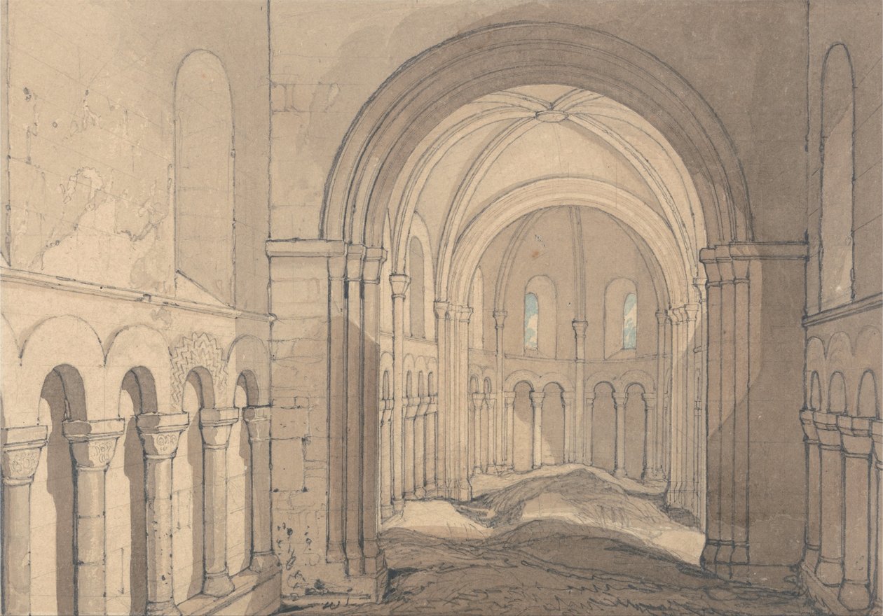 Interior da Capela de São Julião, perto de Rouen, Normandia de John Sell Cotman