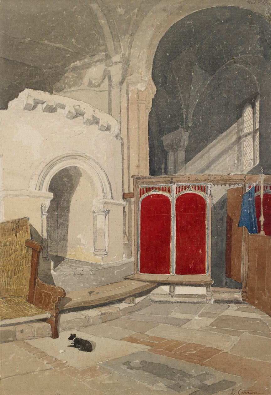 Interior do Ambulatório Oriental da Catedral da Apse de Norwich, início do século XIX de John Sell Cotman