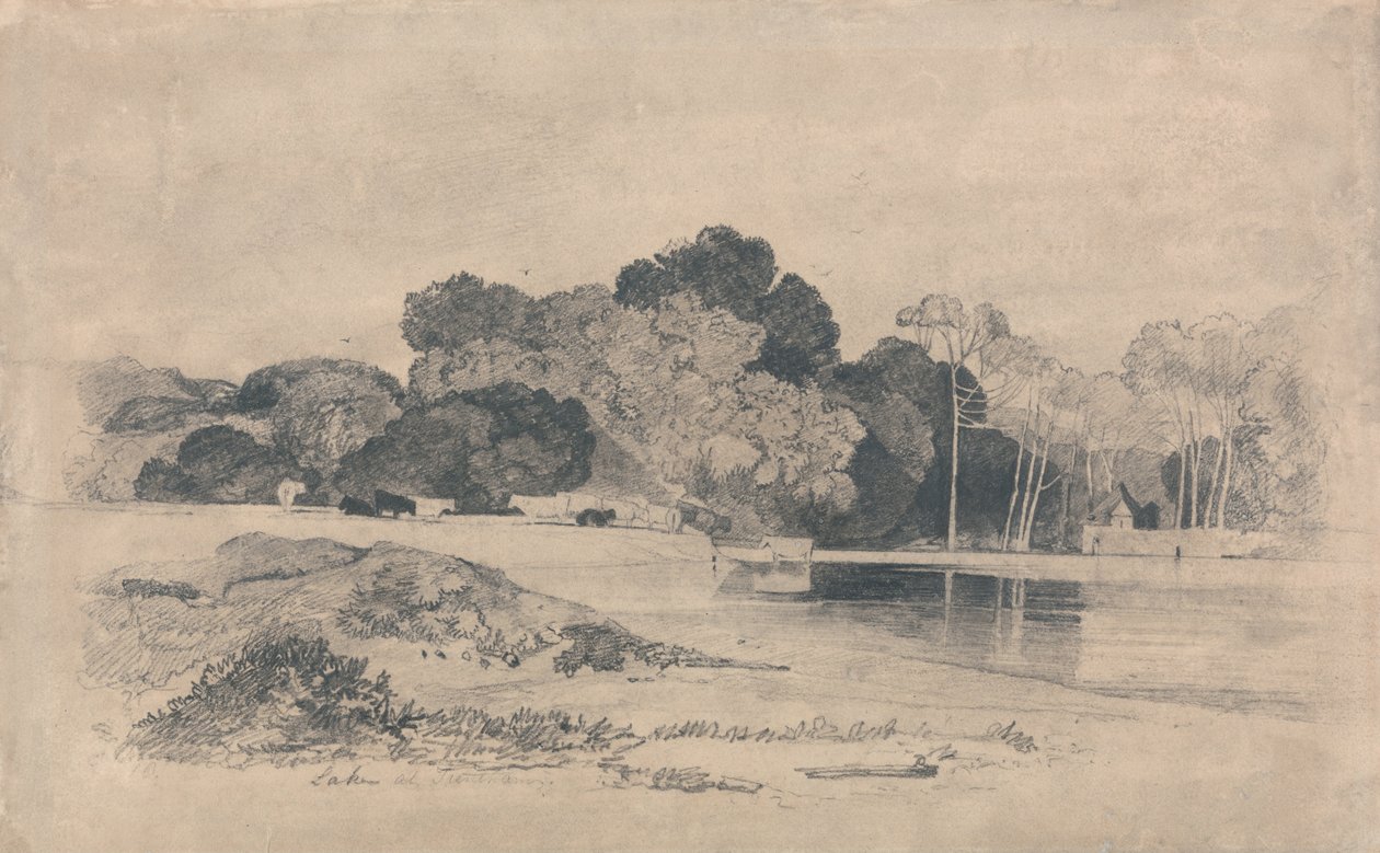 Lago em Trentham, Staffordshire de John Sell Cotman