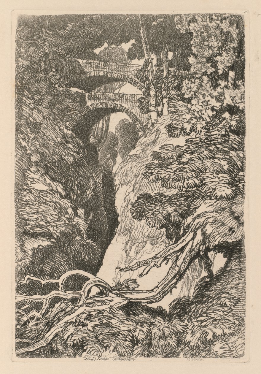 Liber Studiorum: Placa 10, The Devils Bridge, Cardinganshire, 1838. de John Sell Cotman