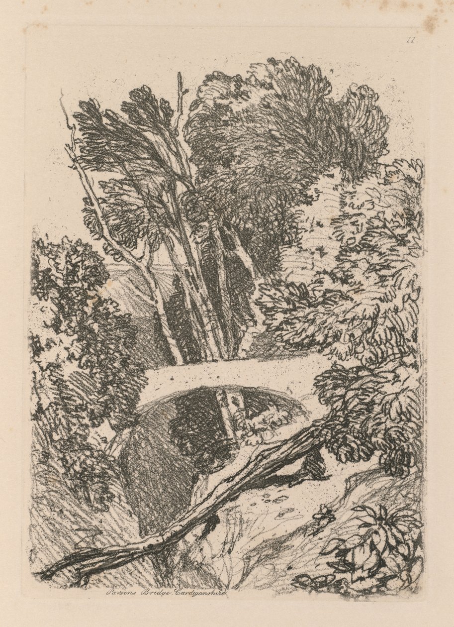 Liber Studiorum: Placa 11: Ponte de Parson, Cardingshire de John Sell Cotman
