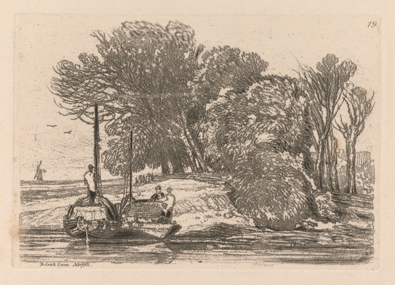 Livro de Estudos: Placa 19, Postwick Grove, Norfolk de John Sell Cotman