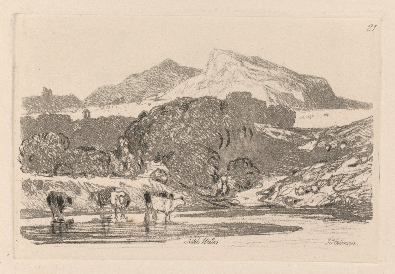 Liber Studiorum: Placa 21, Vista no Norte de Gales de John Sell Cotman