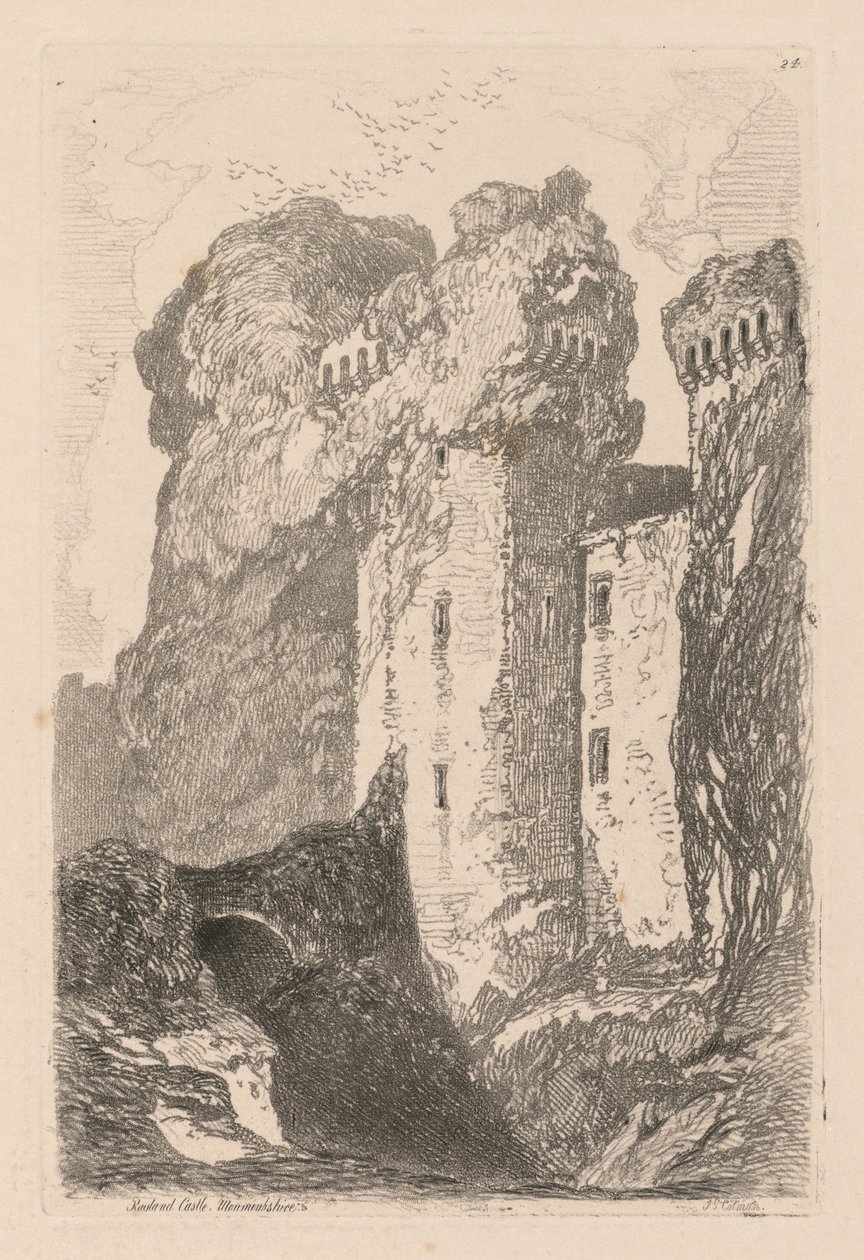 Liber Studiorum: Placa 24, Castelo Ragland, Monmouthshire de John Sell Cotman