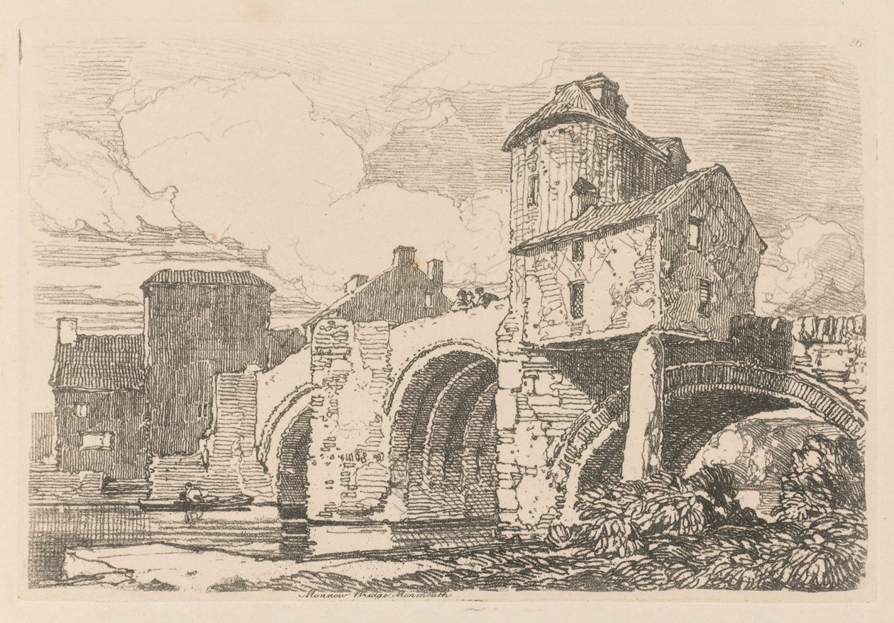 Estudos estão livres da placa 26, ponte Monnow, Monmouthshire de 1838. de John Sell Cotman