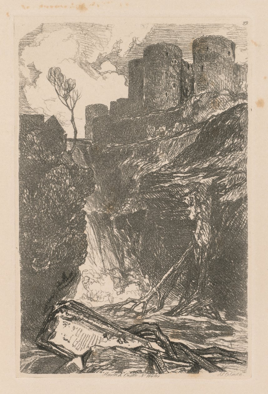 Liber Studiorum: Placa 29, Castelo Harlech, N. Wales de John Sell Cotman