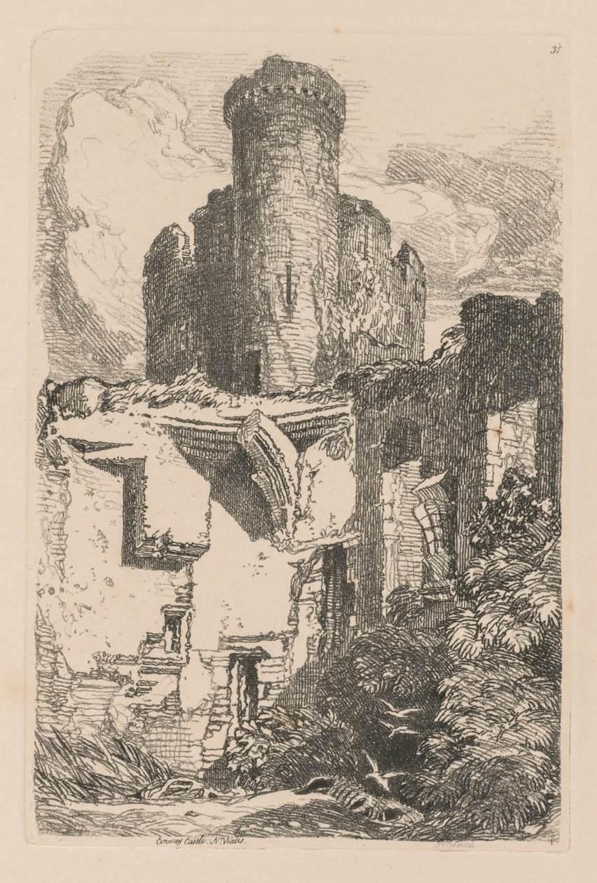 Livro de Estudos: Placa 31, Castelo de Conway, N. Wales de John Sell Cotman