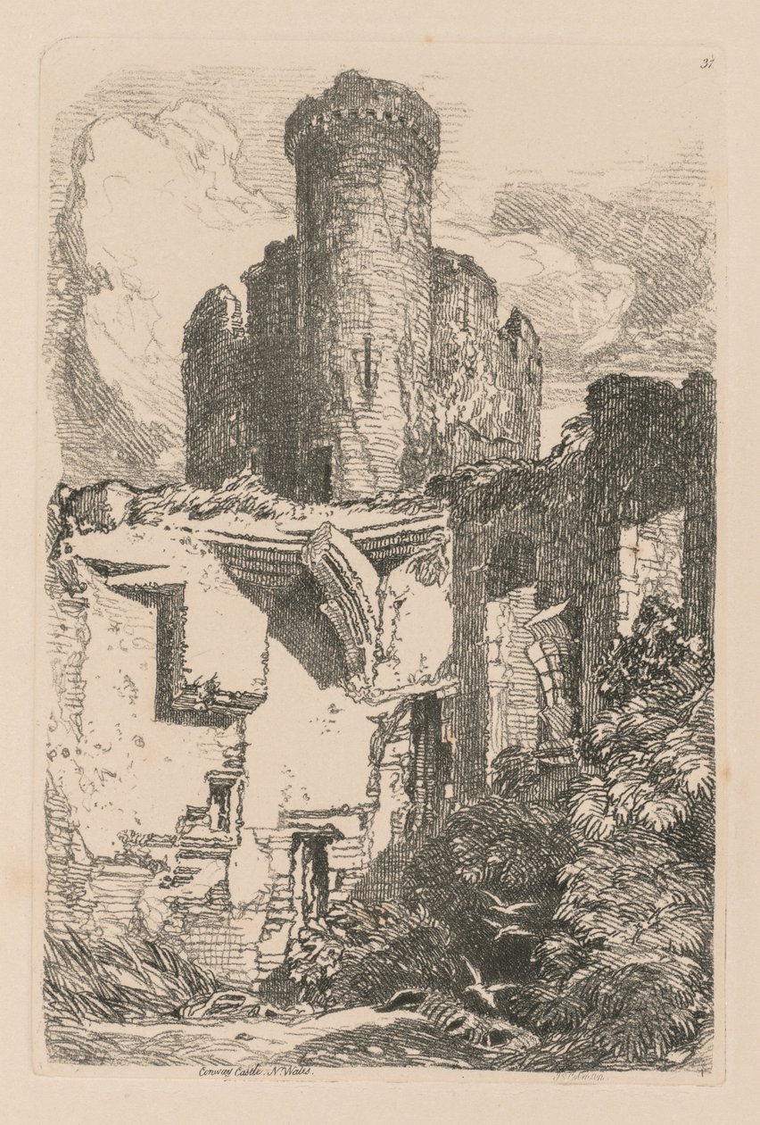 Estudos estão livres da placa 31, Conway Castle, N. Wales de 1838. de John Sell Cotman