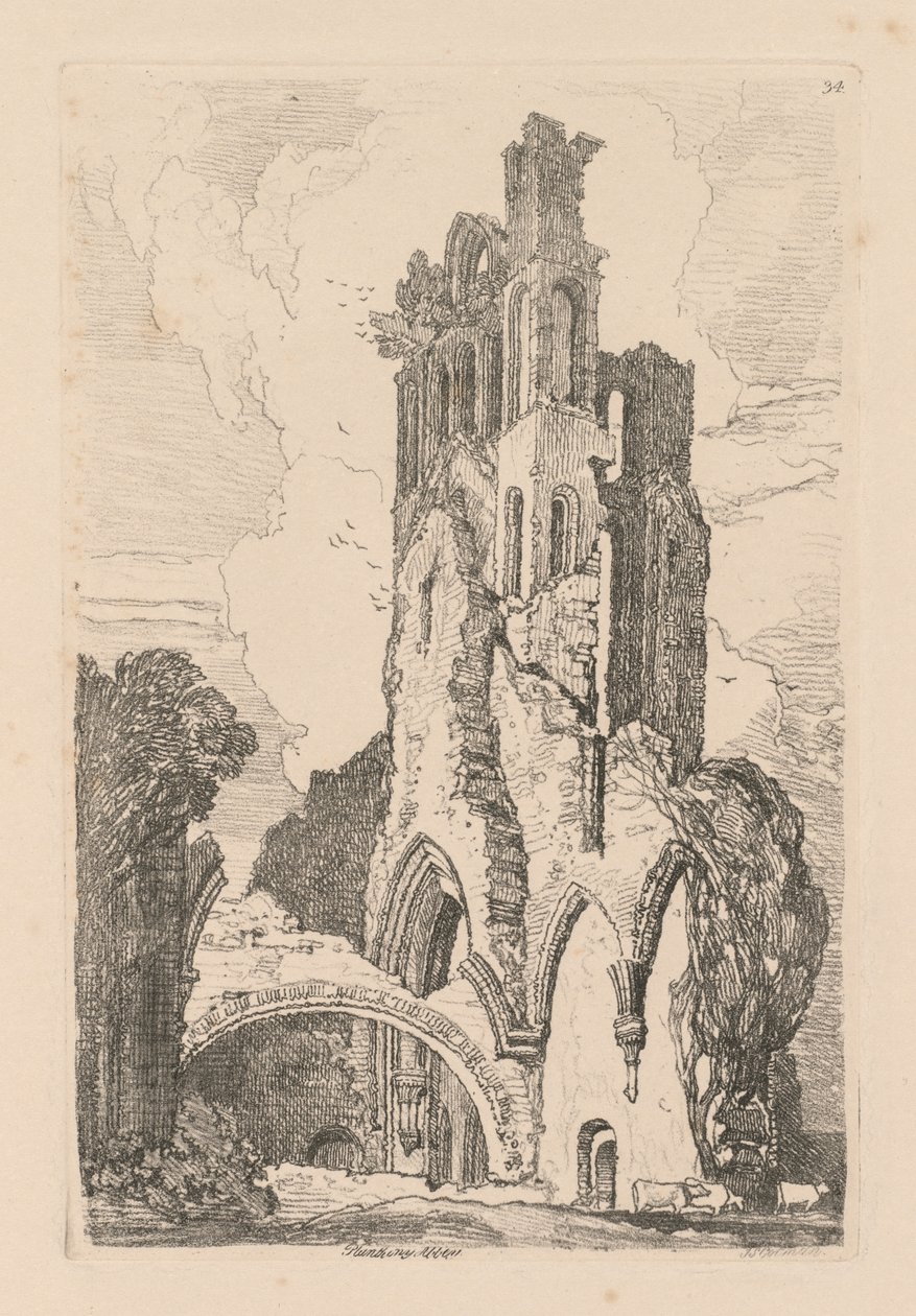 Estudos estão Placa livre 34, Llanathony Abbey, Monmouthshire de 1838. de John Sell Cotman