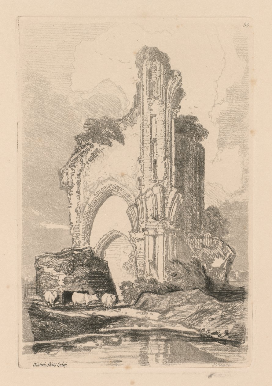 Estudos estão Placa livre 35, convento de Wenlock, Shropshire de 1838. de John Sell Cotman