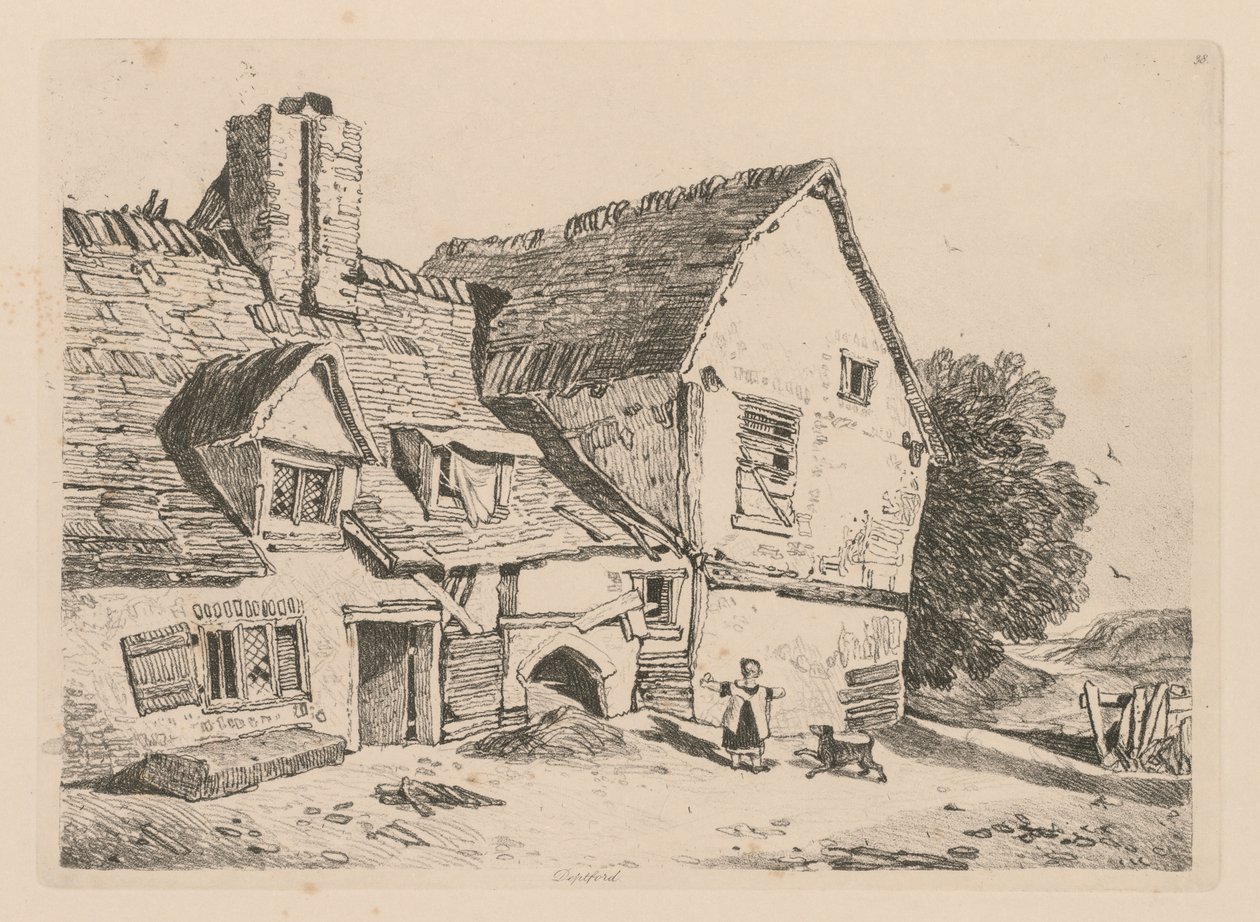 Liber Studiorum: Placa 38, Vista em Deptford de John Sell Cotman