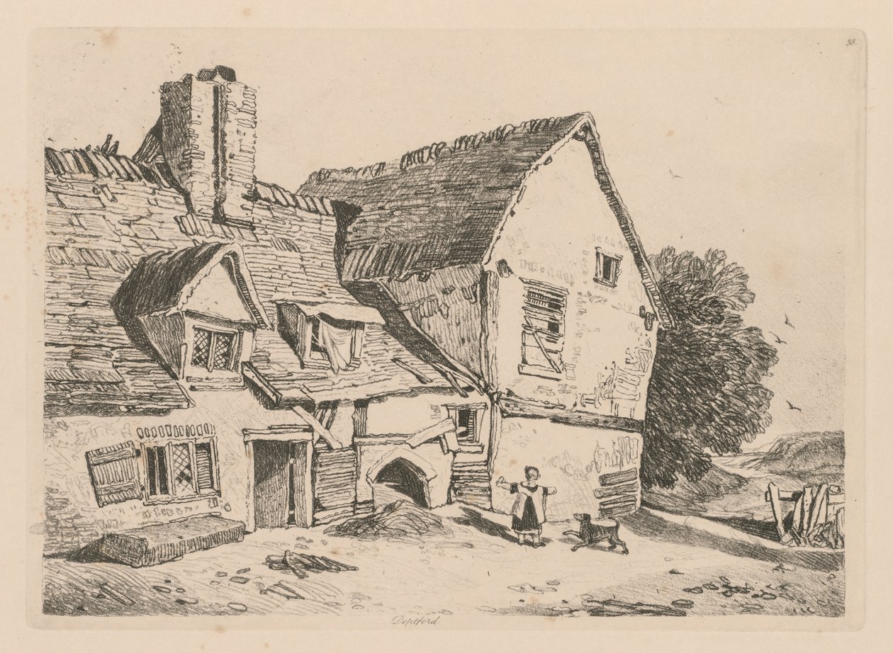 Liber Studiorum: Placa 38, Vista em Deptford, 1838. de John Sell Cotman