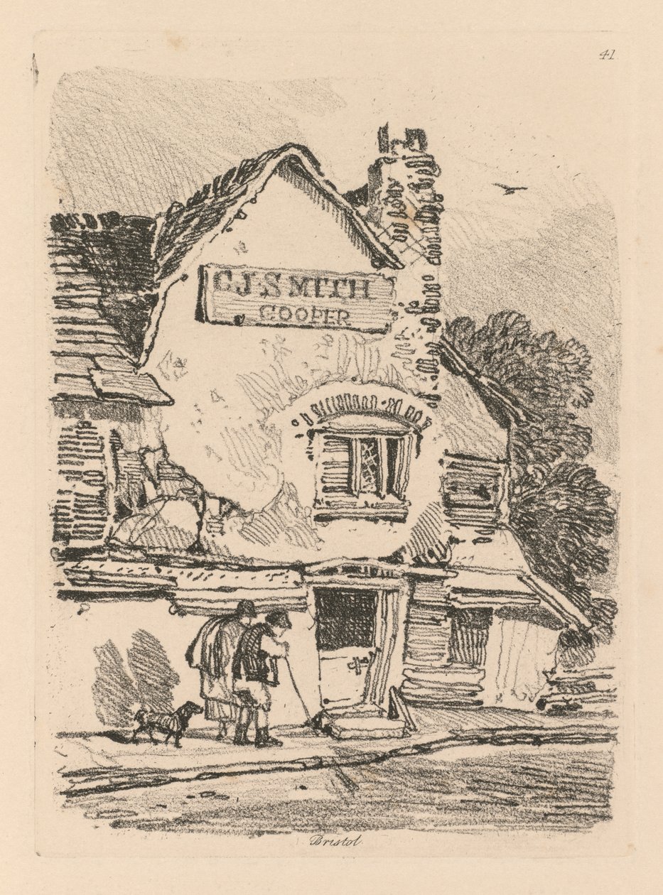 Livro de Estudos: Placa 41, Casa em Bristol de John Sell Cotman