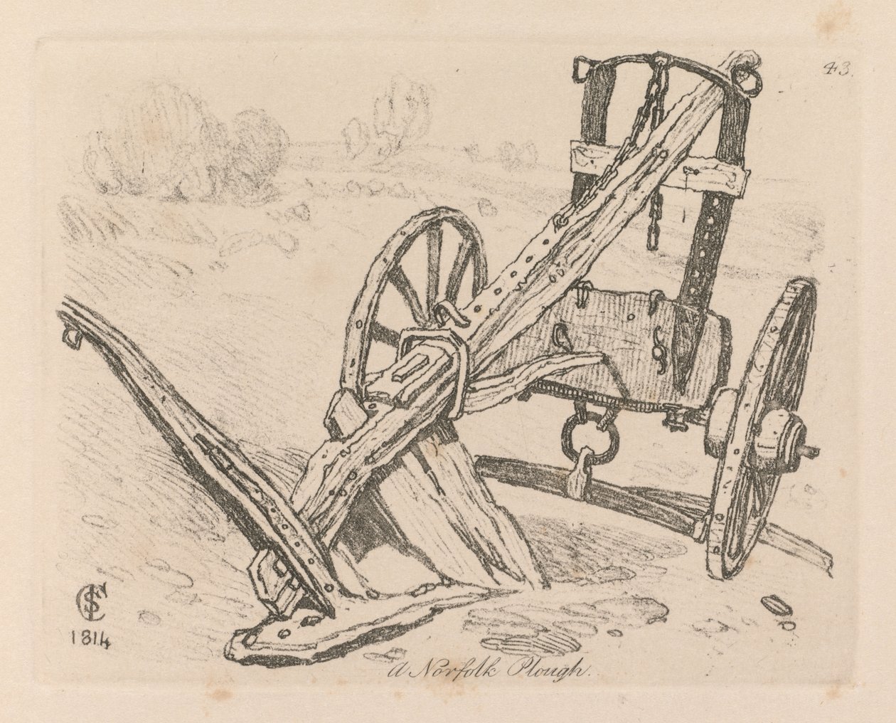 Estudos estão Placa livre 43, um Norfolk Plough de 1814. de John Sell Cotman