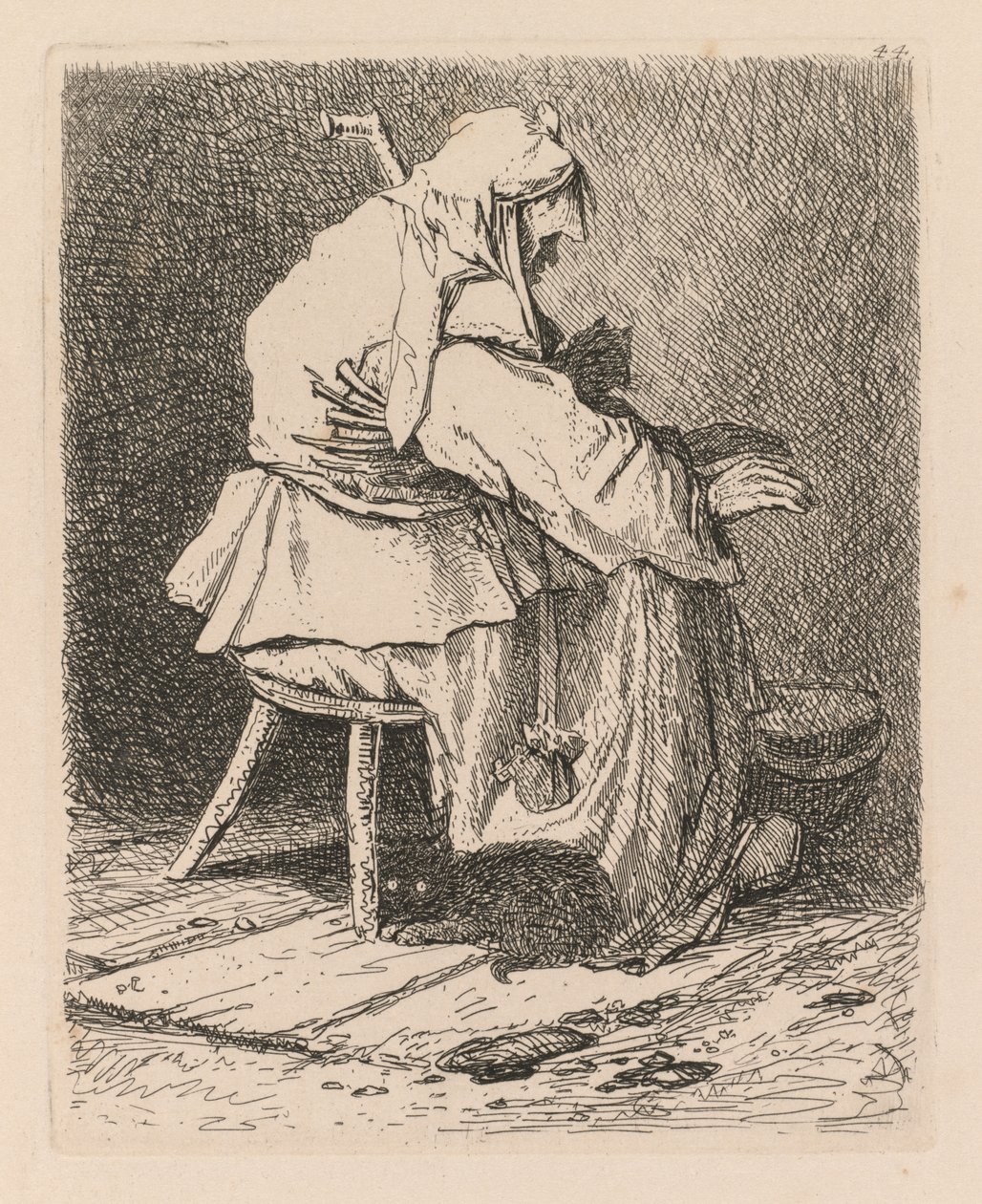 Liber Studiorum: Placa 44, Esboço após Rembrandt, 1838. de John Sell Cotman