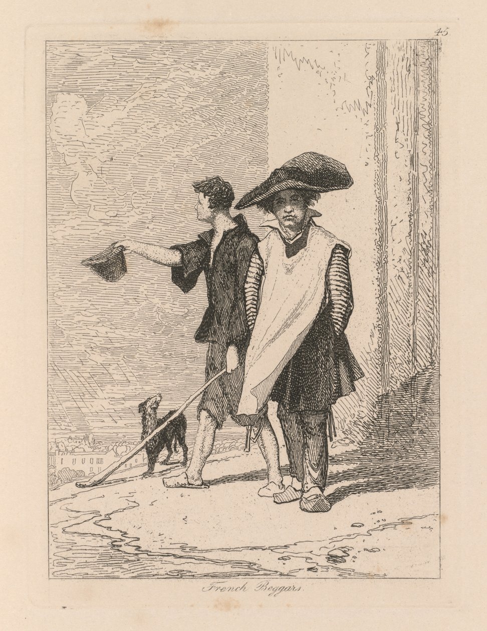 Liber Studiorum: Placa 45, Mendigos Franceses de John Sell Cotman