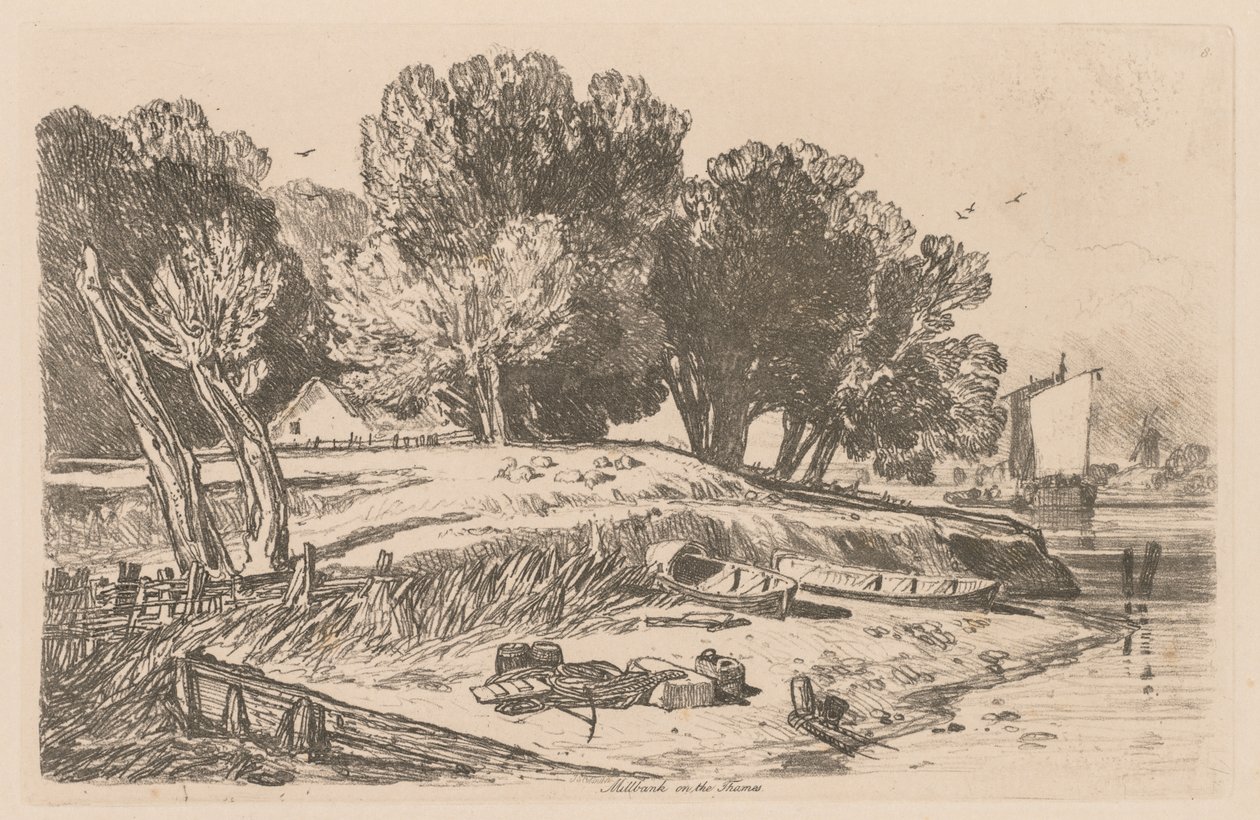 Liber Studiorum: Placa 8, Millbank no Tamisa de John Sell Cotman